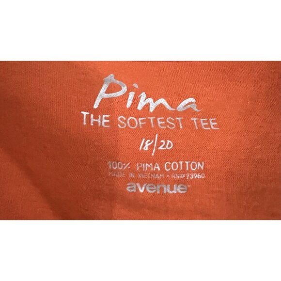 Pima Womens Orange T Shirt 18/20 “ The Softest T Shirt” 3/4 Sleeve Super Soft - Picture 4 of 5